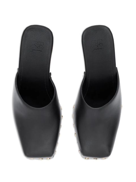 GANNI studded heeled mules - Black