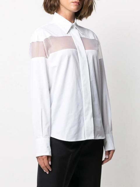 Valentino Garavani sheer-panel long-sleeve shirt - White