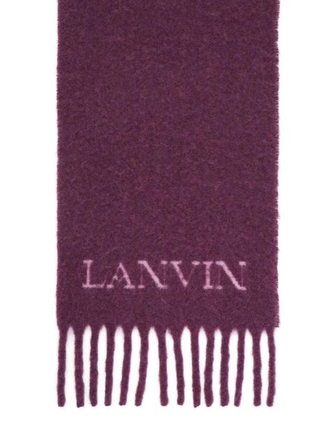 Lanvin jacquard logo motif fringed scarf - Purple
