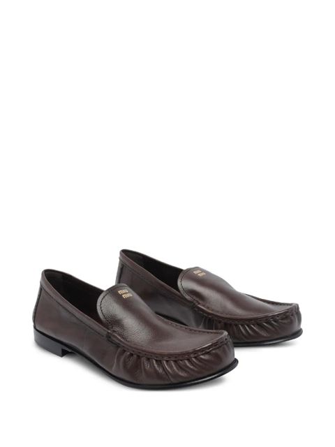 Miu Miu logo-detail leather loafers - Brown - zdjęcie produktu nr 2