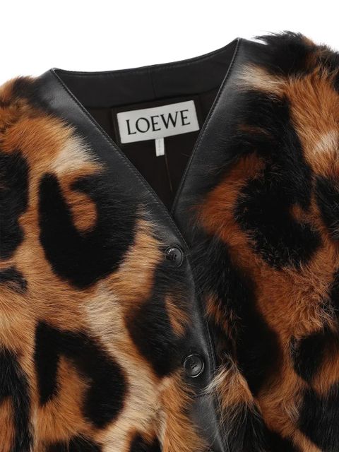 LOEWE leopard-print shearling jacket - Brown