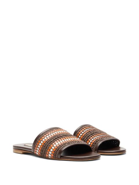 Casadei braided leather flat sandals - Brown - zdjęcie produktu nr 2