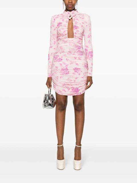 Magda Butrym rose-print cut-out minidress - Pink