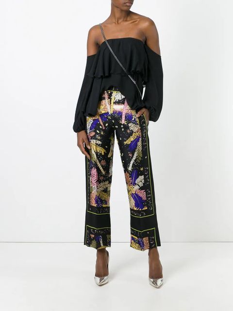 PUCCI feather motif cropped trousers - Black