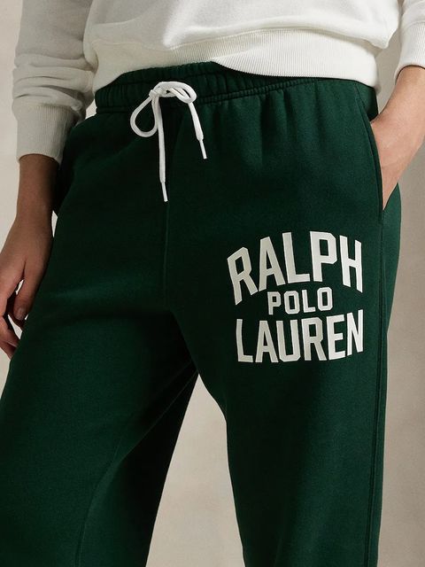 Polo Ralph Lauren spodnie dresowe damskie kolor zielony z nadrukiem 211971758