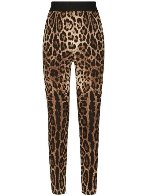 Dolce & Gabbana leopard-print stretch-silk leggings - Brown - zdjęcie produktu nr 1