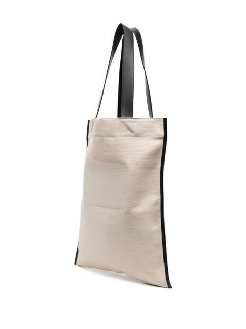 Jil Sander Flat embroidered-logo tote bag - Neutrals