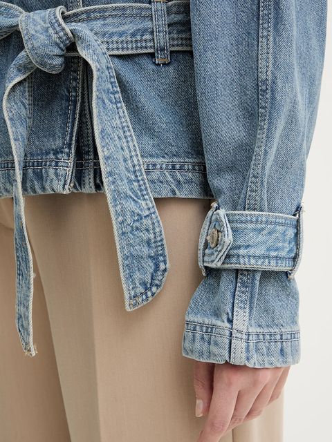 Guess kurtka jeansowa RUNA kolor niebieski przejściowa oversize W5BN0D D0742