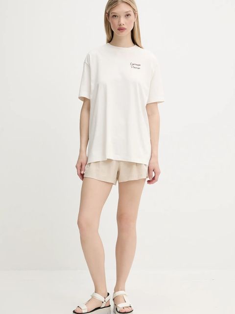 Abercrombie & Fitch t-shirt bawełniany damski kolor beżowy KI157-5068