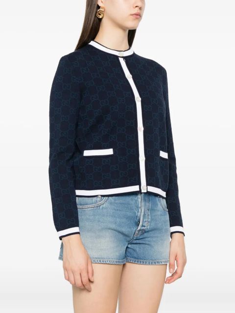 Gucci GG-pattern buttoned cardigan - Blue