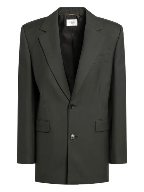 Saint Laurent single-breasted flap-pocket blazer - Green - zdjęcie produktu nr 1