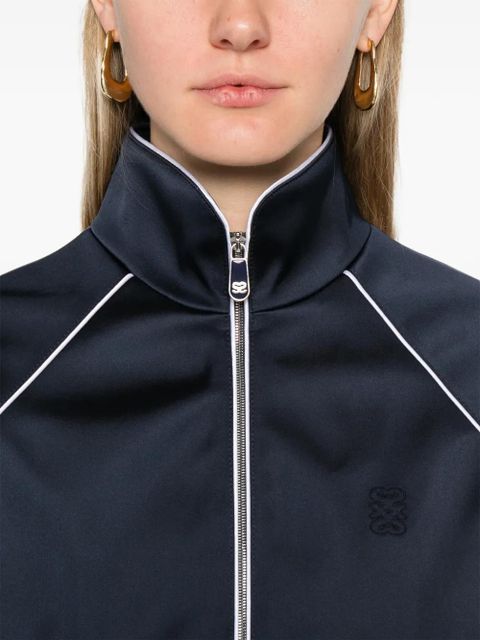 SANDRO piped-trim zipped jacket - Blue