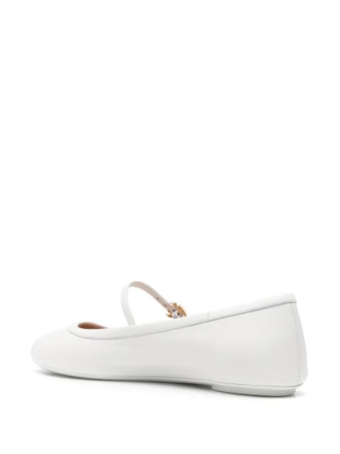 Gianvito Rossi round-toe leather ballerina shoes - White - zdjęcie produktu nr 2