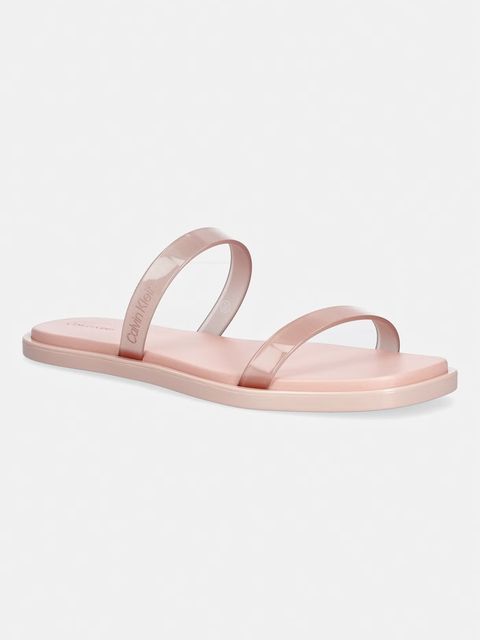 Calvin Klein klapki damskie JELLY SNDL DOUB BAR SHINY ST TPU - zdjęcie produktu nr 1