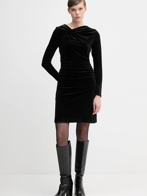 Dkny sukienka welurowa kolor czarny mini dopasowana DD5V1M55 - zdjęcie produktu nr 2