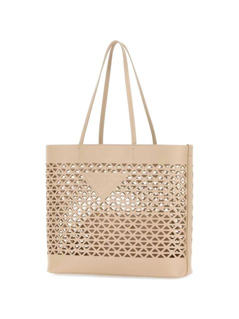 Prada leather cut-out tote bag - Neutrals - zdjęcie produktu nr 2
