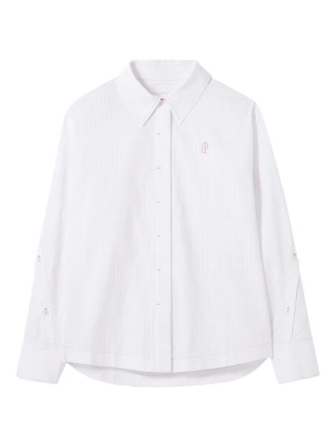 Claudie Pierlot embroidered-logo striped shirt - White - zdjęcie produktu nr 1