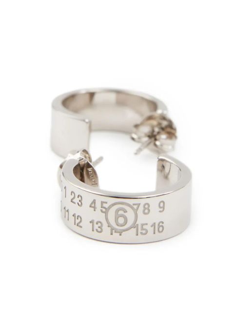 MM6 Maison Margiela Numeric engraved hoop earrings - Silver