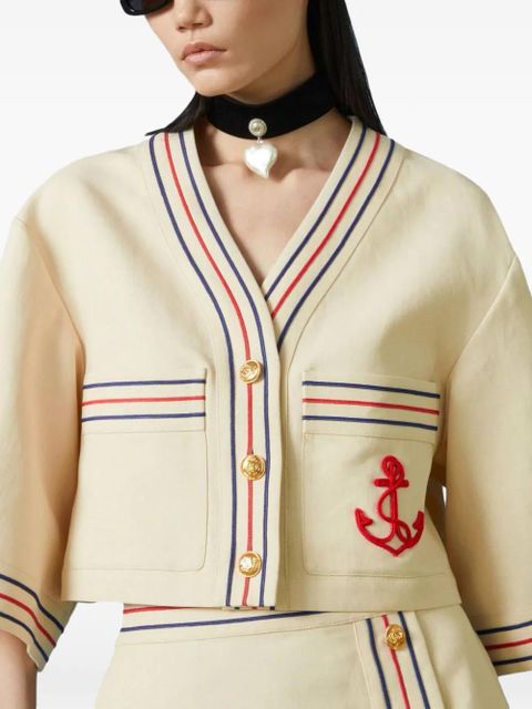 Gucci anchor-detail gauze shirt - Neutrals