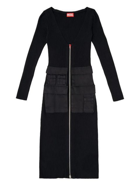 Diesel ribbed zip-front pocketed day dress - Black - zdjęcie produktu nr 1