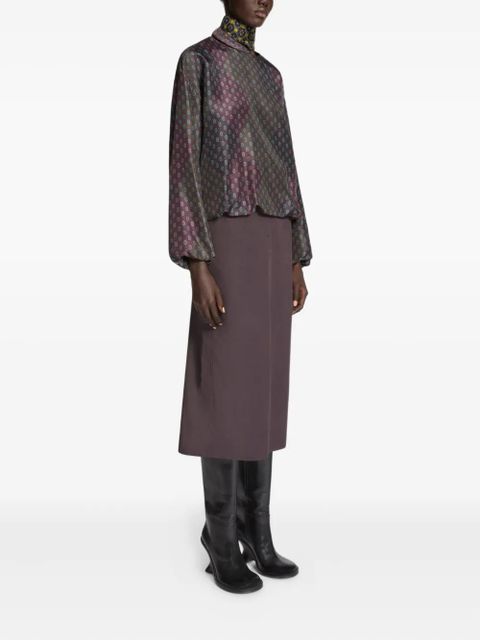 DRIES VAN NOTEN tailored midi skirt - Brown