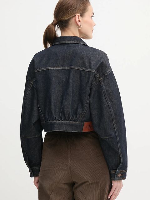 Calvin Klein Jeans kurtka jeansowa kolor granatowy przejściowa oversize LV047D700G