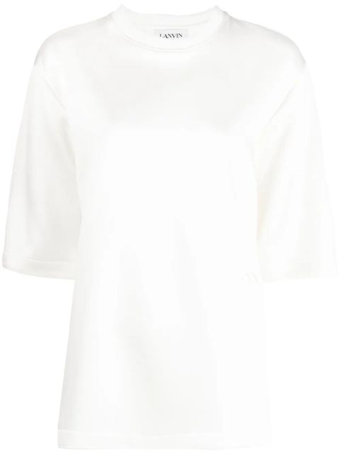 Lanvin embroidered-logo satin T-shirt - White - zdjęcie produktu nr 1