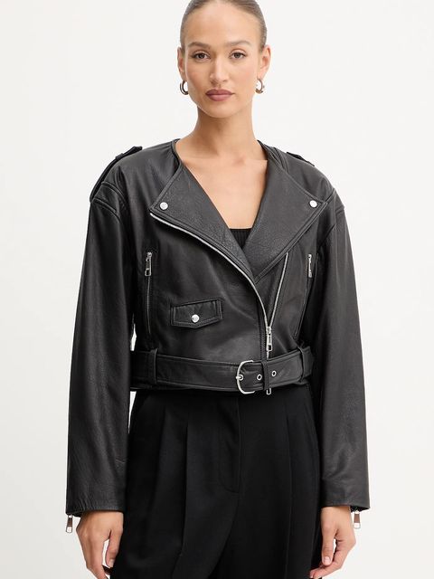 BOSS Orange ramoneska skórzana kolor bordowy przejściowa 50543026 - zdjęcie produktu nr 1