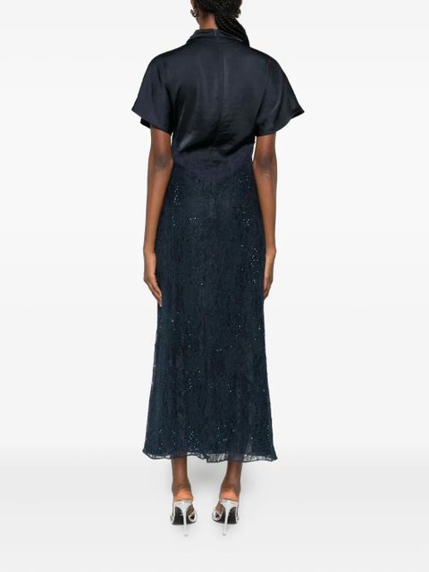 PINKO floral-lace sequin dress - Blue