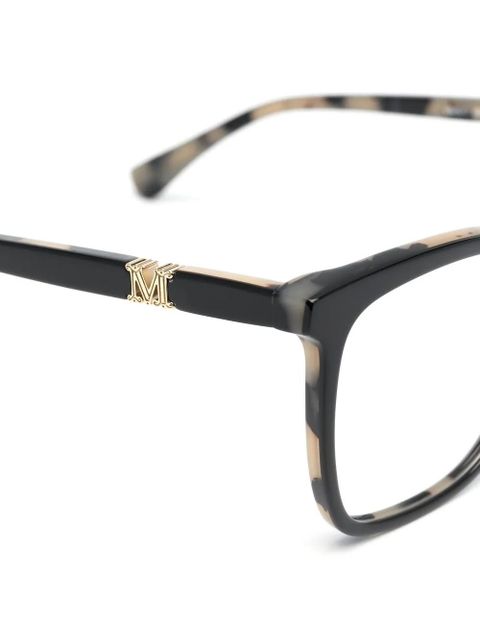 Max Mara Eyewear tortoiseshell-effect logo glasses - Black