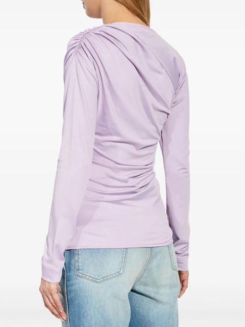 Victoria Beckham asymmetric-neck ruched top - Purple