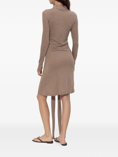 GANNI tie-detail button-up mini dress - Neutrals