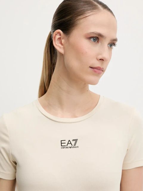 EA7 Emporio Armani t-shirt damski kolor beżowy AF12115.7W000072