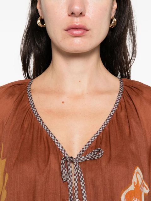 ALEMAIS x Lrnce Laurence tie-front printed shirt dress - Brown