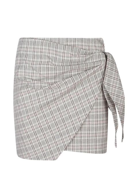 MARANT ÉTOILE check-pattern tie-detail mini skirt - Grey - zdjęcie produktu nr 1