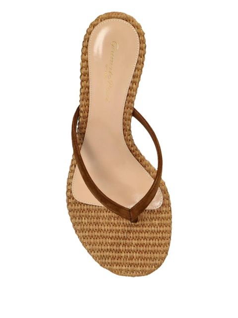 Gianvito Rossi suede woven heeled heeled mules - Brown