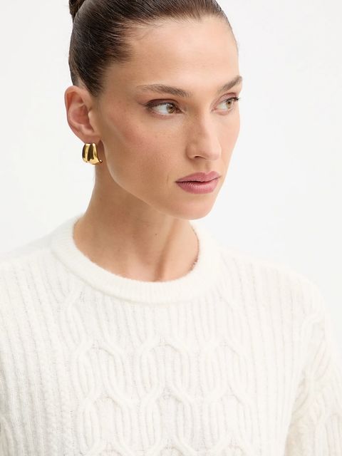 Twinset sweter z dodatkiem wełny damski kolor beżowy 252LL3HCC