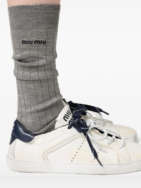 Miu Miu Deco leather sneakers - Neutrals