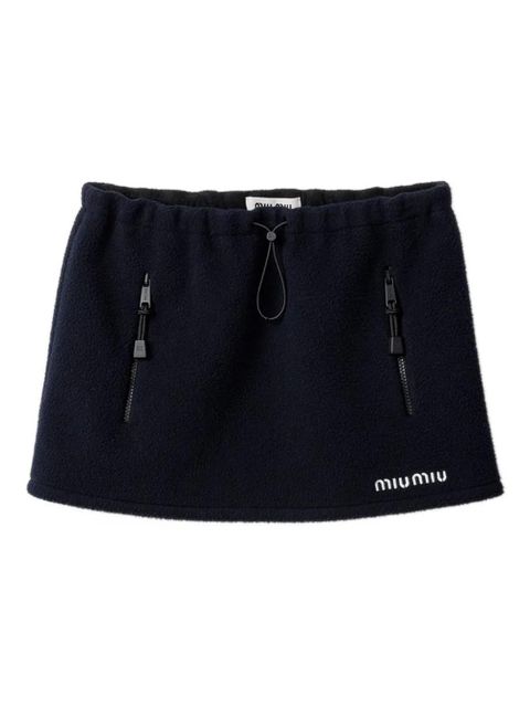 Miu Miu drawstring fleece mini skirt - Blue - zdjęcie produktu nr 1