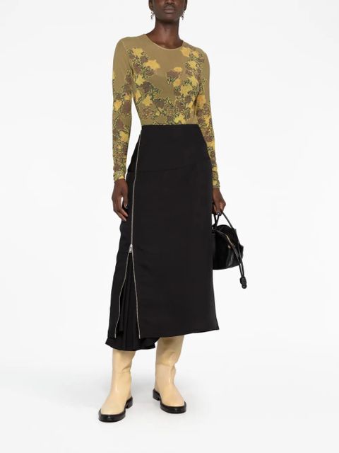 Jil Sander off-centre zip-fastening midi skirt - Black - zdjęcie produktu nr 2