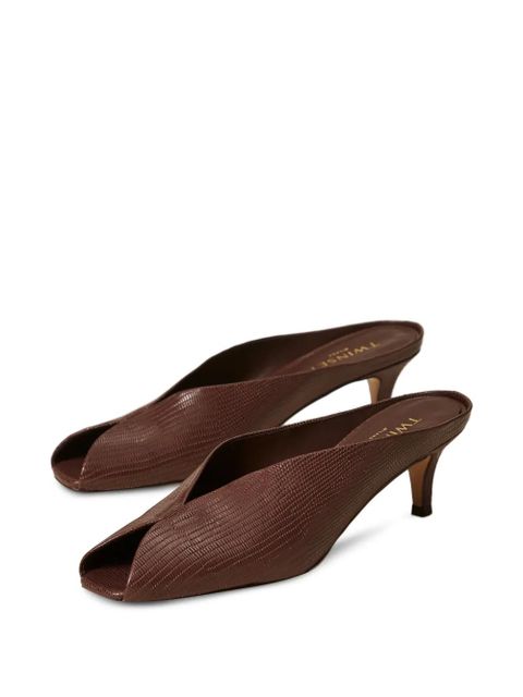 TWINSET embossed-leather heeled sandals - Brown - zdjęcie produktu nr 2