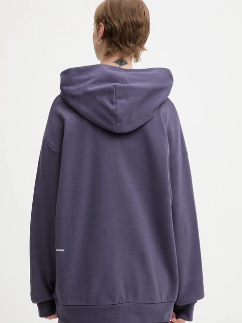Pangaia bluza bawełniana kolor fioletowy z kapturem gładka 10000180