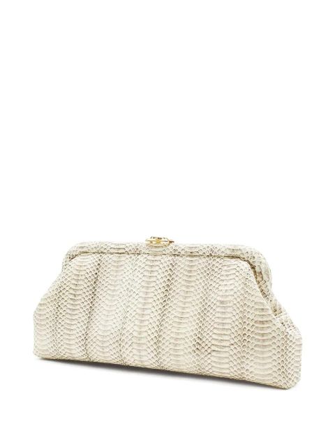 Jimmy Choo Skylar snakeskin-effect clasp clutch bag - Neutrals