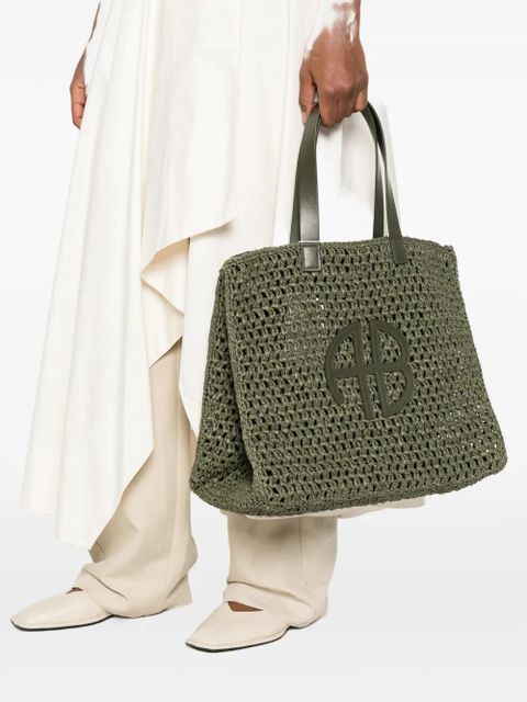 ANINE BING logo appliqué tote bag - Green - zdjęcie produktu nr 2