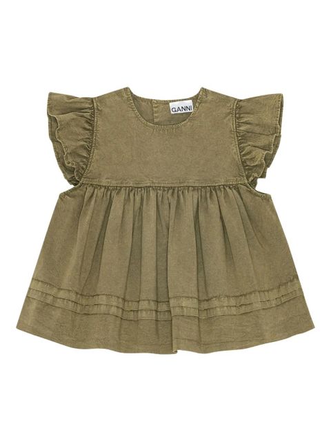 GANNI ruffled flared top - Green - zdjęcie produktu nr 1