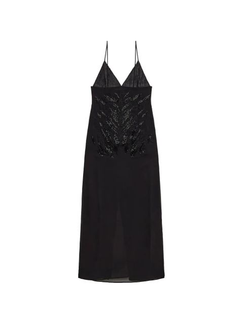 Blumarine Georgette lace embroidered dress - Black