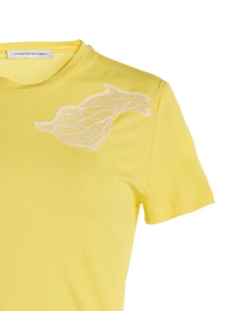 Christopher Esber Delphin lace-detail crew-neck T-shirt - Yellow - zdjęcie produktu nr 2