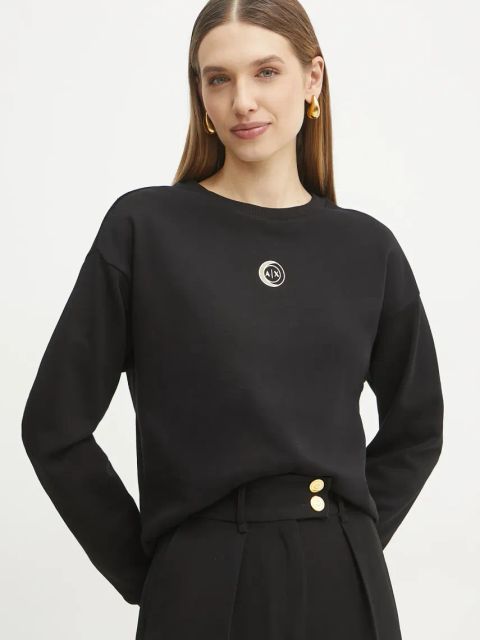 Armani Exchange bluza bawełniana damska kolor czarny gładka XW000317 AF12217