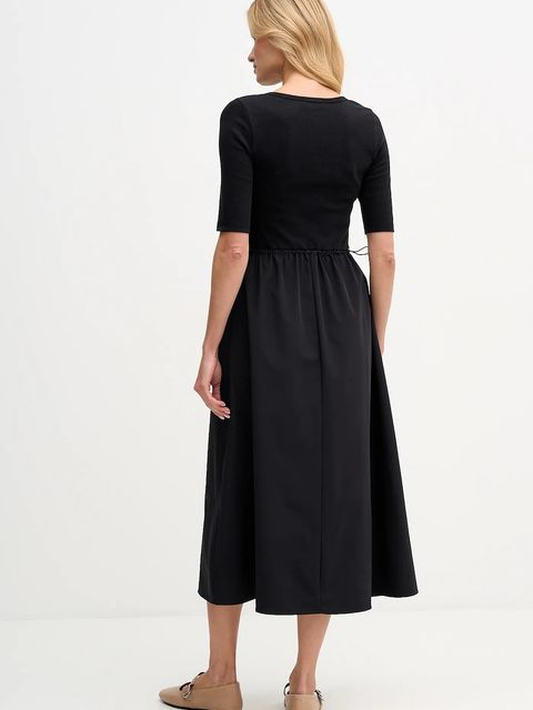 Dkny sukienka kolor czarny midi rozkloszowana DJ5D9113