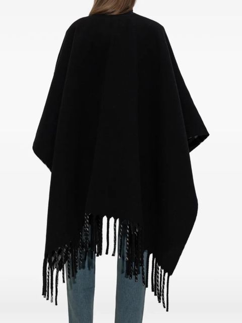 Burberry fringed wool poncho - Black